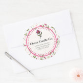 Wildblumen mit rosa und grünem Harnstoff Runder Aufkleber (Umschlag)