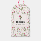 Wildblumen mit rosa und grünem langen Stechen Gebu Geschenkanhänger (Vorderseite)