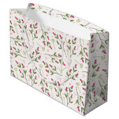 Wildblumen mit rosa und grünem langen Stechen Gebu Große Geschenktüte (Rückseite Schrägansicht)