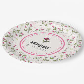 Wildblumen mit rosa und grünem langen Stechen Gebu Pappteller (Schrägansicht)