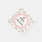 Wildblumen mit rosa und grünem langen Stechen Gebu Serviette (Ecke)