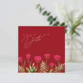 Wildblumen mit rotem Mohn speichern das Datum Save The Date (Stehend Vorderseite)