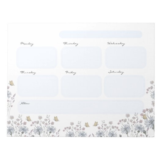 Wildblumen mit Schmetterling Notizblock (Vorderseite)