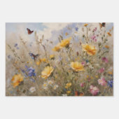 Wildblumen mit Schmetterlingen Geschenkpapier Set (Vorderseite)
