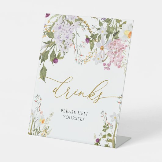 Wildblumen mit Wiese Duschtränke Zeichen Sockelschild (Vorderseite)