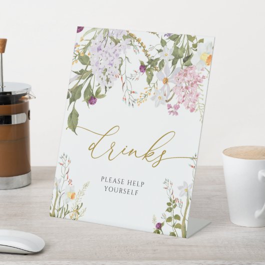 Wildblumen mit Wiese Duschtränke Zeichen Sockelschild (In SItu)