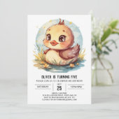 Wildblumen Moderne Duck Geburtstag Einladung (Stehend Vorderseite)