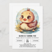 Wildblumen Moderne Duck Geburtstag Einladung (Vorne/Hinten)