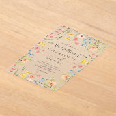 Wildblumen Moderne Elegante Gartenhochzeit Acryleinladungen (Ablage )