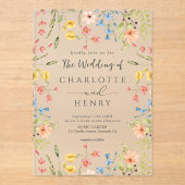 Wildblumen Moderne Elegante Gartenhochzeit Acryleinladungen (Vorderseite)