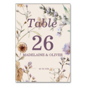 Wildblumen Moderne Hochzeit Elegante Schrift Tischnummer (Vorderseite)