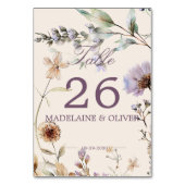 Wildblumen Moderne Hochzeit Elegante Schrift Tischnummer (Vorderseite)