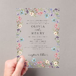 Wildblumen Moderne Hochzeit im Rustikalen Garten Acryleinladungen