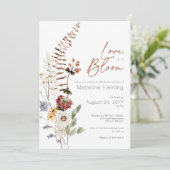 Wildblumen Moderne Liebe im blühenden Brautparty Einladung (Stehend Vorderseite)