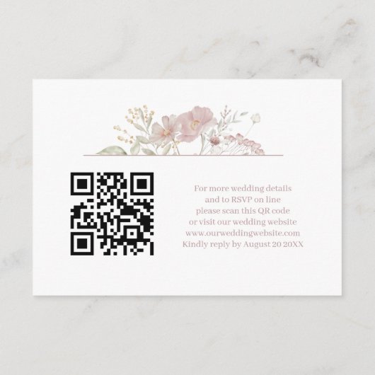Wildblumen Moderne QR-UAWG für Hochzeiten Begleitkarte (Rückseite)