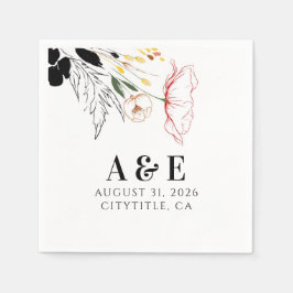 Wildblumen Moderne Schwarze Akzente Serviette