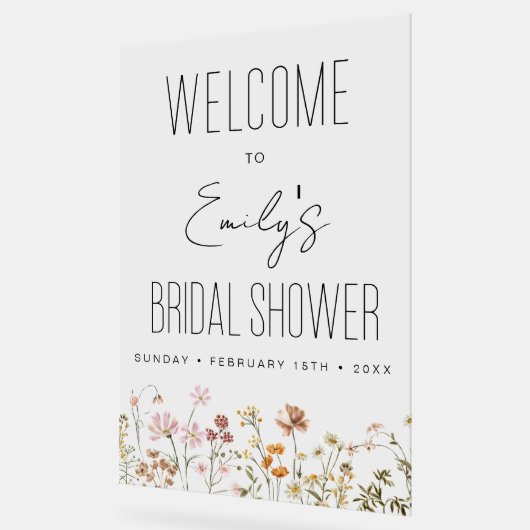 Wildblumen Moderne Script Hochzeit Willkommen Eleg Acrylschild (Winkel)