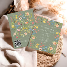 Wildblumen Moderner Zahngarten QR-Code Hochzeit