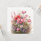 Wildblumen, Mohnblumen, Bouquet Karte (Vorderseite/Rückseite Beispiel)
