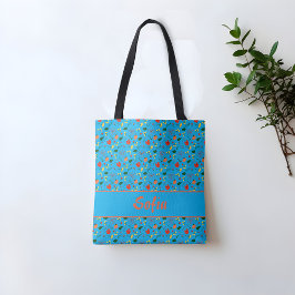 Wildblumen Mohnmuster Tüte Türkis Tasche