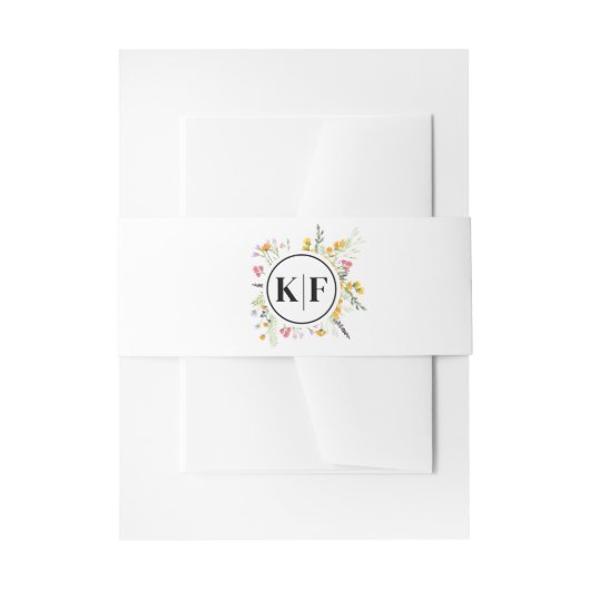 Wildblumen Monogram Wedding Einladungsbanderole (Vorderseite Beispiel)