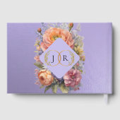 Wildblumen & Monogramm - Blau Flieder Gästebuch (Rückseite)