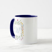 Wildblumen-Monogramm Blau Initiale Tasse (Vorderseite Links)