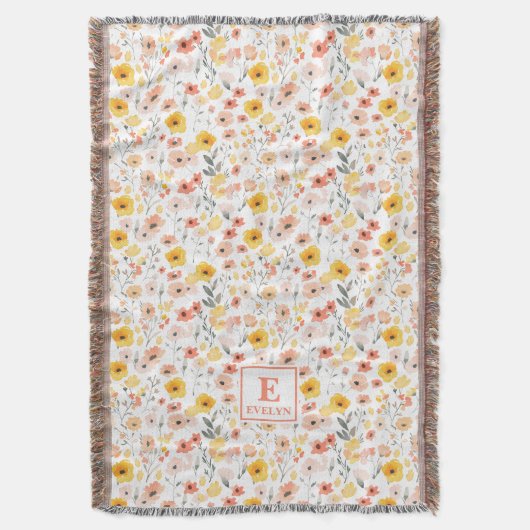 Wildblumen-Monogramm-Decke Decke (Vorderseite Vertikal)