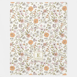 Wildblumen-Monogramm-Decke Fleecedecke