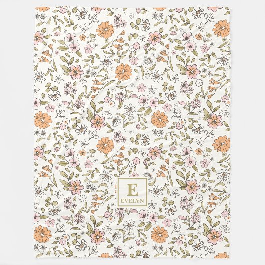 Wildblumen-Monogramm-Decke Fleecedecke