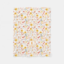 Wildblumen-Monogramm-Flanelldecke