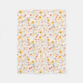 Wildblumen-Monogramm-Flanelldecke Fleecedecke