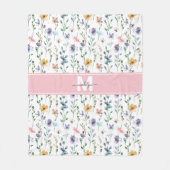 Wildblumen-Monogramm Fleecedecke (Vorderseite)