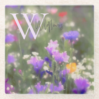 Wildblumen Monogramm Glasuntersetzer