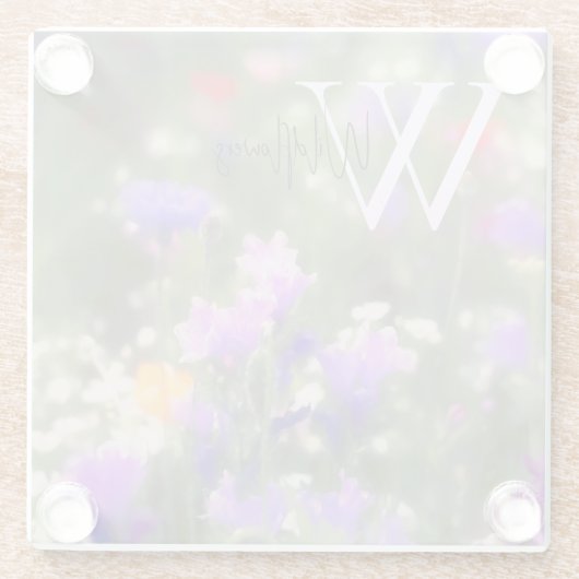 Wildblumen Monogramm Glasuntersetzer (Rückseite)