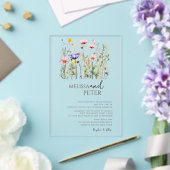 Wildblumen-Monogramm-Hochzeit Acryleinladungen (In Situ (Hochzeit))