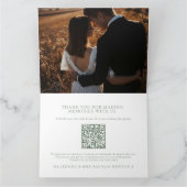 Wildblumen-Monogramm-Hochzeitsfoto-QR-Code Dankeskarte (Innenseite)