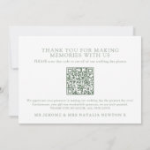 Wildblumen-Monogramm-Hochzeitsfoto-QR-Code Dankeskarte (Rückseite)