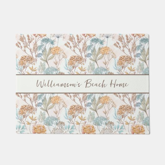 Wildblumen-Monogramm-Name Botanisch Fußmatte (Vorderseite)