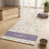 Wildblumen-Monogramm-Name Lila Wasserfarbe Yogamatte