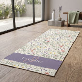 Wildblumen-Monogramm-Name Lila Wasserfarbe Yogamatte