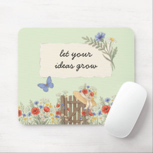 Wildblumen Motivationszitat Sagegrün Mousepad