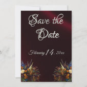 Wildblumen, Multifunktionsband und Foto - Burgund Save The Date (Vorderseite)