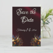 Wildblumen, Multifunktionsband und Foto - Burgund Save The Date (Stehend Vorderseite)