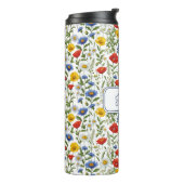 Wildblumen Muster Farbig Blumen Namen Nach Wunsch Thermosbecher (Nach links gedreht)