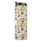 Wildblumen Muster Farbig Blumen Namen Nach Wunsch Thermosbecher (Nach rechts gedreht)