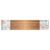 Wildblumen Muster Kupfer-Glitzer-Geschäft Namensplakette (Vorderseite)