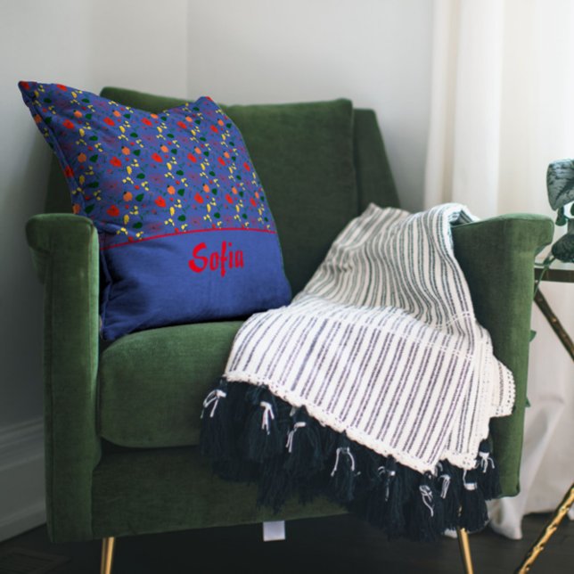 Wildblumen Muster Mohnblauen Kissen (Von Creator hochgeladen)