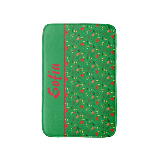 Wildblumen Muster Mohngrün Badematte (Vorderseite Vertikal)