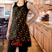 Wildblumen Muster Mohnschwarze Schürze